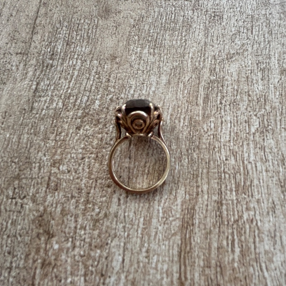 Smokey Topaz Vintage 10K Gold Statement Ring - Picture 5 of 10